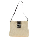 FENDI Zucca Canvas Mamma Baguette Shoulder Bag Ivory Silver Auth 185596V-2