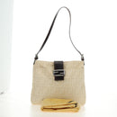 FENDI Zucca Canvas Mamma Baguette Shoulder Bag Ivory Silver Auth 185596V-30