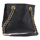PRADA Chain Shoulder Bag Leather Black Gold Auth 185597A-1