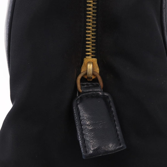 PRADA Chain Shoulder Bag Leather Black Gold Auth 185597A