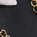 PRADA Chain Shoulder Bag Leather Black Gold Auth 185597A-18