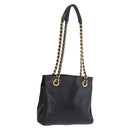 PRADA Chain Shoulder Bag Leather Black Gold Auth 185597A-2