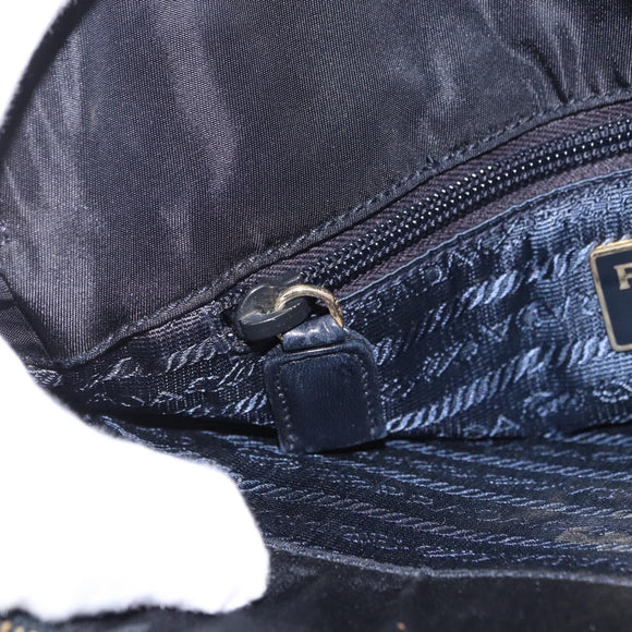 PRADA Chain Shoulder Bag Leather Black Gold Auth 185597A