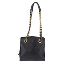 PRADA Chain Shoulder Bag Leather Black Gold Auth 185597A-13