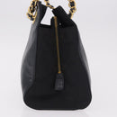 PRADA Chain Shoulder Bag Leather Black Gold Auth 185597A-4