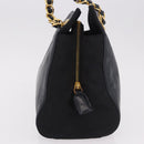 PRADA Chain Shoulder Bag Leather Black Gold Auth 185597A-5