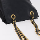 PRADA Chain Shoulder Bag Leather Black Gold Auth 185597A-7