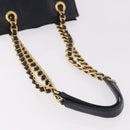 PRADA Chain Shoulder Bag Leather Black Gold Auth 185597A-8