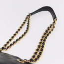 PRADA Chain Shoulder Bag Leather Black Gold Auth 185597A-9