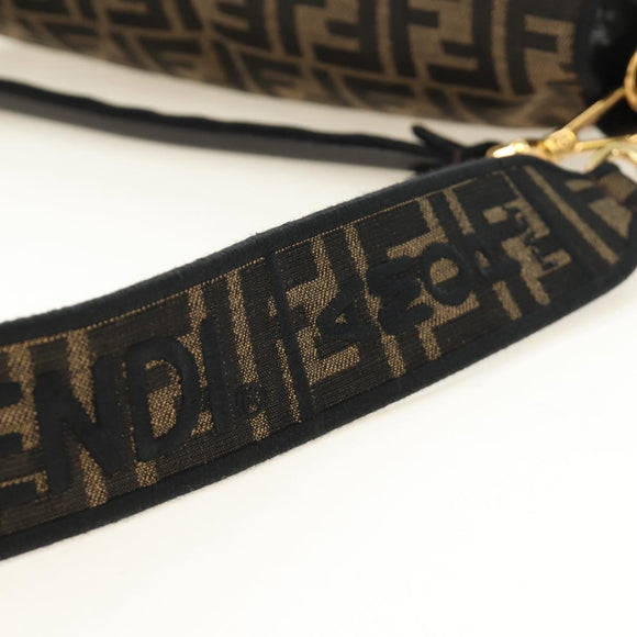 FENDI Zucca Canvas Mamma Baguette Shoulder Bag 2way Black Brown Auth 185598SM