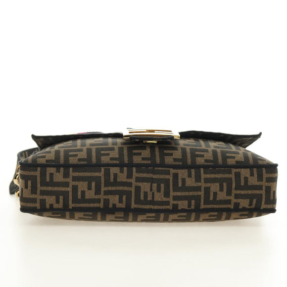 FENDI Zucca Canvas Mamma Baguette Shoulder Bag 2way Black Brown Auth 185598SM