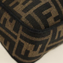 FENDI Zucca Canvas Mamma Baguette Shoulder Bag 2way Black Brown Auth 185598SM-21