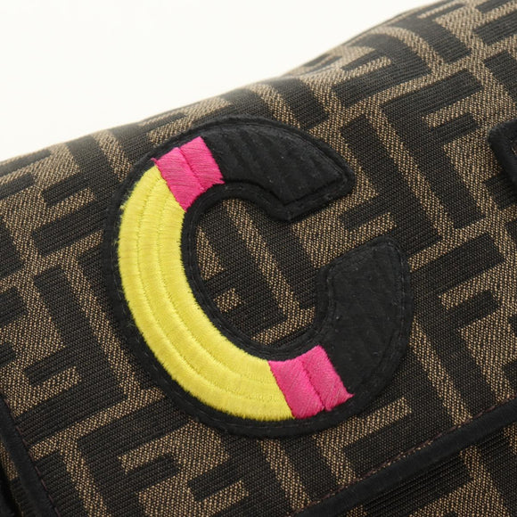 FENDI Zucca Canvas Mamma Baguette Shoulder Bag 2way Black Brown Auth 185598SM