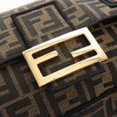 FENDI Zucca Canvas Mamma Baguette Shoulder Bag 2way Black Brown Auth 185598SM-27