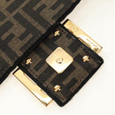 FENDI Zucca Canvas Mamma Baguette Shoulder Bag 2way Black Brown Auth 185598SM-9