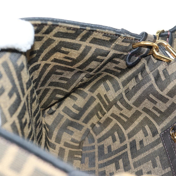 FENDI Zucca Canvas Mamma Baguette Shoulder Bag 2way Black Brown Auth 185598SM
