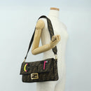 FENDI Zucca Canvas Mamma Baguette Shoulder Bag 2way Black Brown Auth 185598SM-34