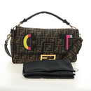 FENDI Zucca Canvas Mamma Baguette Shoulder Bag 2way Black Brown Auth 185598SM-12