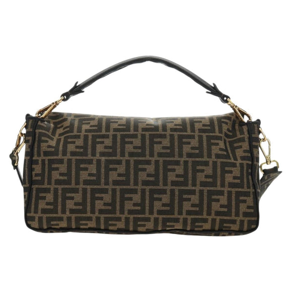 FENDI Zucca Canvas Mamma Baguette Shoulder Bag 2way Black Brown Auth 185598SM