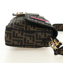 FENDI Zucca Canvas Mamma Baguette Shoulder Bag 2way Black Brown Auth 185598SM-4