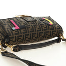 FENDI Zucca Canvas Mamma Baguette Shoulder Bag 2way Black Brown Auth 185598SM-6