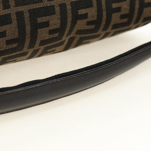 FENDI Zucca Canvas Mamma Baguette Shoulder Bag 2way Black Brown Auth 185598SM