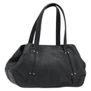 CELINE Triomphe Hand Bag Leather Black Silver Auth 185601A-1