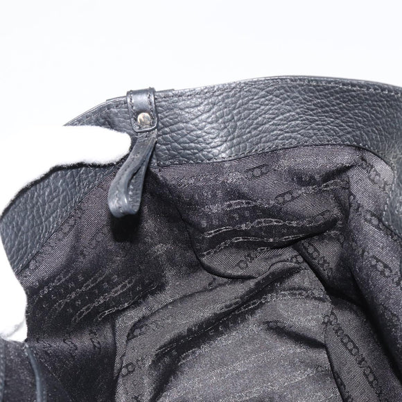 CELINE Triomphe Hand Bag Leather Black Silver Auth 185601A