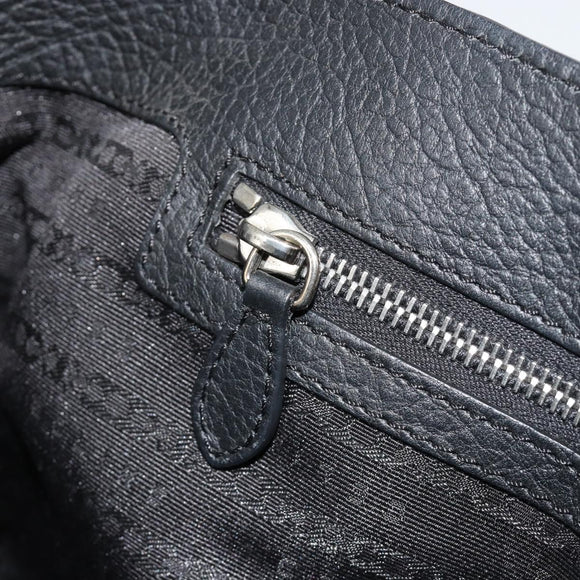 CELINE Triomphe Hand Bag Leather Black Silver Auth 185601A