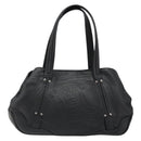 CELINE Triomphe Hand Bag Leather Black Silver Auth 185601A-2