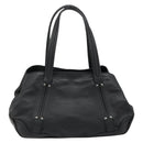 CELINE Triomphe Hand Bag Leather Black Silver Auth 185601A-3