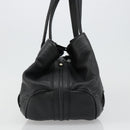 CELINE Triomphe Hand Bag Leather Black Silver Auth 185601A-5