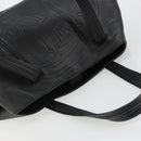CELINE Triomphe Hand Bag Leather Black Silver Auth 185601A-6