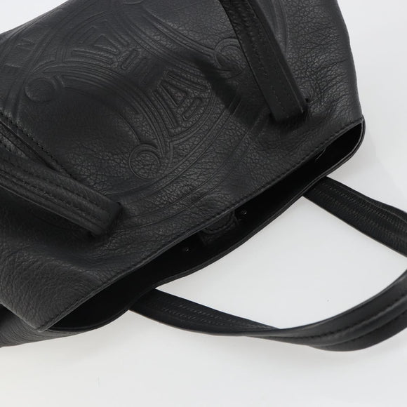 CELINE Triomphe Hand Bag Leather Black Silver Auth 185601A