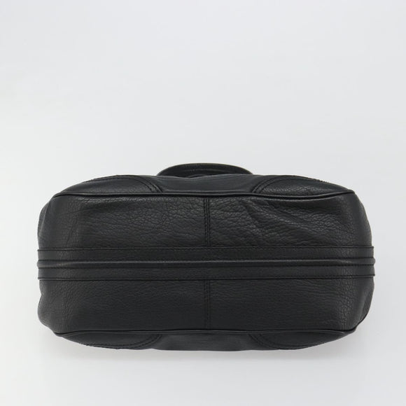 CELINE Triomphe Hand Bag Leather Black Silver Auth 185601A