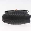 BOTTEGA VENETA INTRECCIATO Hand Bag Leather 2way Black Gold Auth 185602A-5