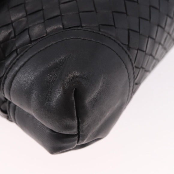 BOTTEGA VENETA INTRECCIATO Hand Bag Leather 2way Black Gold Auth 185602A