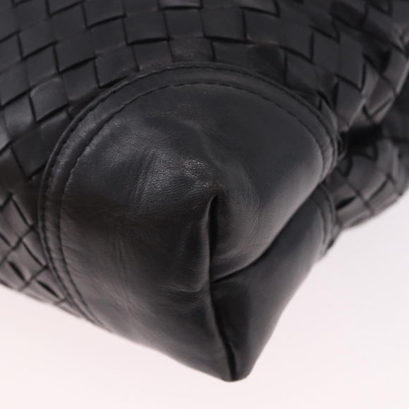 BOTTEGA VENETA INTRECCIATO Hand Bag Leather 2way Black Gold Auth 185602A
