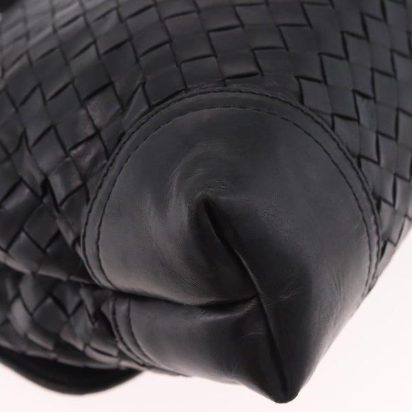 BOTTEGA VENETA INTRECCIATO Hand Bag Leather 2way Black Gold Auth 185602A