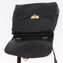 BOTTEGA VENETA INTRECCIATO Hand Bag Leather 2way Black Gold Auth 185602A-20