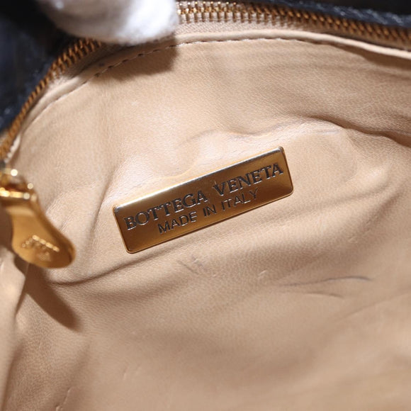 BOTTEGA VENETA INTRECCIATO Hand Bag Leather 2way Black Gold Auth 185602A
