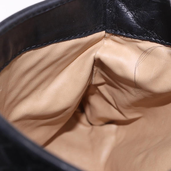 BOTTEGA VENETA INTRECCIATO Hand Bag Leather 2way Black Gold Auth 185602A
