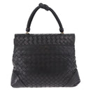 BOTTEGA VENETA INTRECCIATO Hand Bag Leather 2way Black Gold Auth 185602A-2