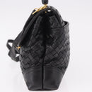 BOTTEGA VENETA INTRECCIATO Hand Bag Leather 2way Black Gold Auth 185602A-3