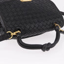 BOTTEGA VENETA INTRECCIATO Hand Bag Leather 2way Black Gold Auth 185602A-6