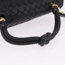 BOTTEGA VENETA INTRECCIATO Hand Bag Leather 2way Black Gold Auth 185602A-7