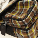 PRADA Chain Shoulder Bag Canvas Brown Silver Auth 185603SM-16