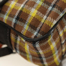 PRADA Chain Shoulder Bag Canvas Brown Silver Auth 185603SM-18