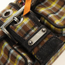 PRADA Chain Shoulder Bag Canvas Brown Silver Auth 185603SM-20