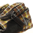 PRADA Chain Shoulder Bag Canvas Brown Silver Auth 185603SM-25